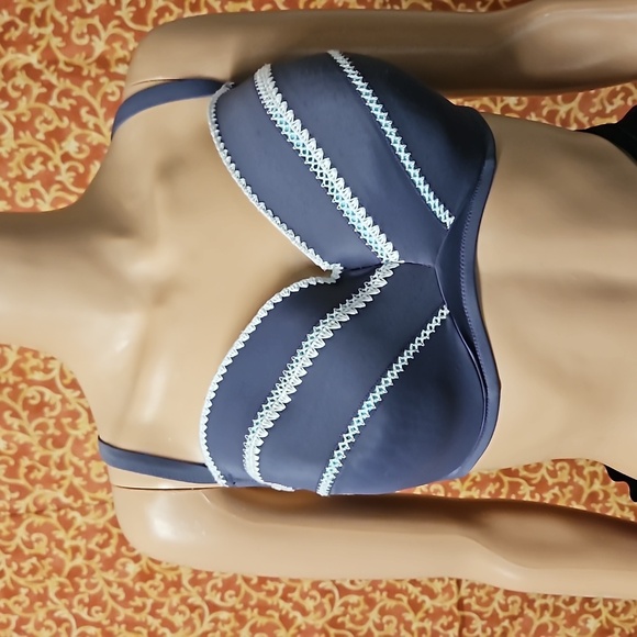 Shade & Shore Grey Keyhole Tie Back Swim Top - Picture 2 of 5